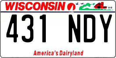WI license plate 431NDY