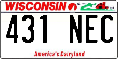 WI license plate 431NEC