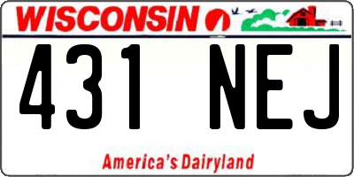 WI license plate 431NEJ