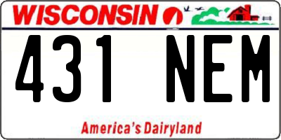 WI license plate 431NEM