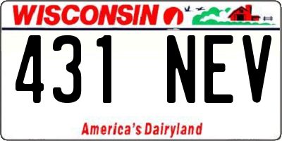 WI license plate 431NEV
