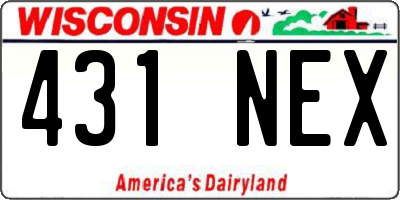 WI license plate 431NEX
