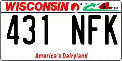 WI license plate 431NFK