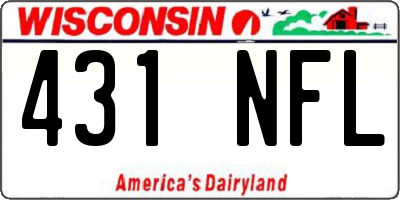 WI license plate 431NFL