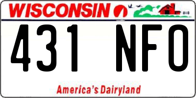 WI license plate 431NFO