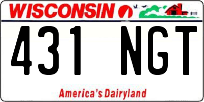 WI license plate 431NGT
