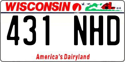 WI license plate 431NHD