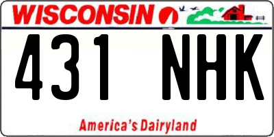 WI license plate 431NHK