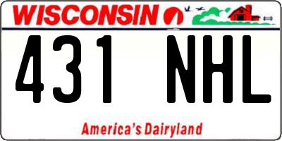 WI license plate 431NHL