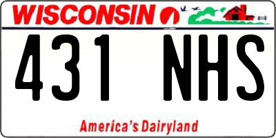WI license plate 431NHS