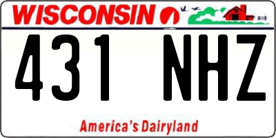 WI license plate 431NHZ