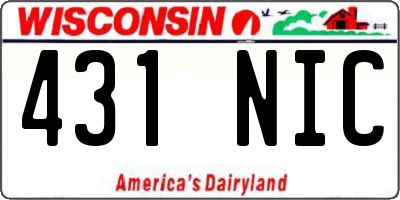 WI license plate 431NIC