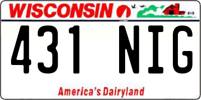 WI license plate 431NIG
