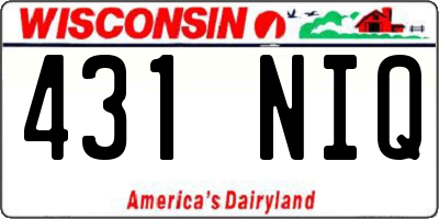 WI license plate 431NIQ
