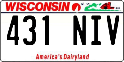 WI license plate 431NIV