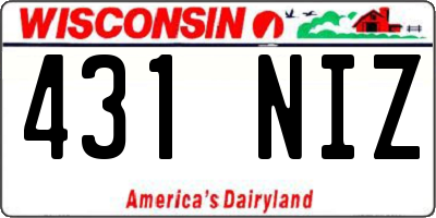 WI license plate 431NIZ