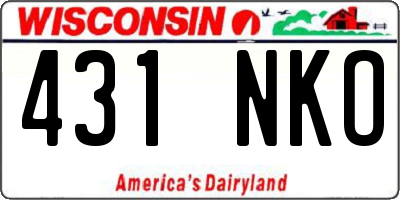 WI license plate 431NKO