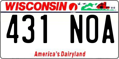 WI license plate 431NOA