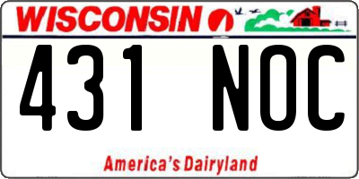 WI license plate 431NOC