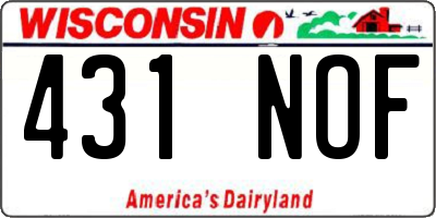 WI license plate 431NOF