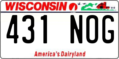 WI license plate 431NOG
