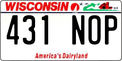 WI license plate 431NOP
