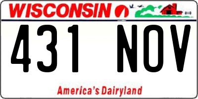 WI license plate 431NOV