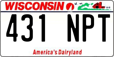 WI license plate 431NPT