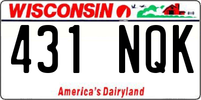 WI license plate 431NQK