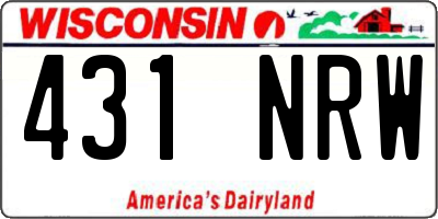 WI license plate 431NRW