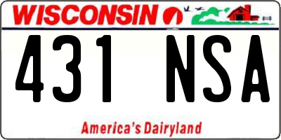 WI license plate 431NSA