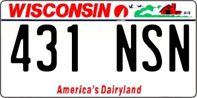 WI license plate 431NSN