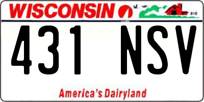 WI license plate 431NSV