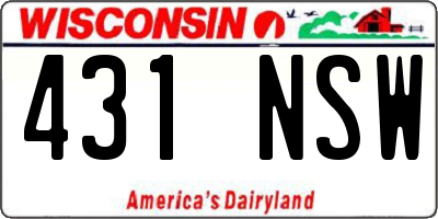 WI license plate 431NSW