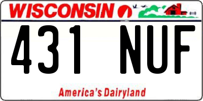 WI license plate 431NUF