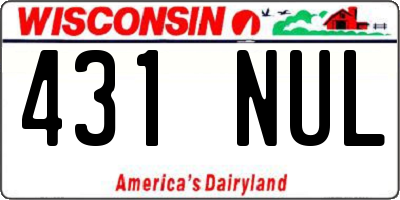 WI license plate 431NUL