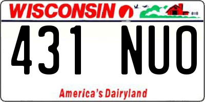 WI license plate 431NUO