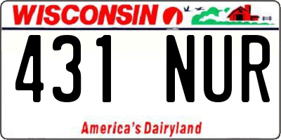 WI license plate 431NUR
