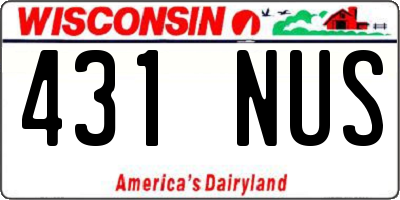 WI license plate 431NUS