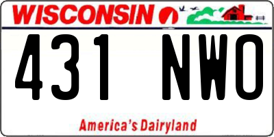 WI license plate 431NWO