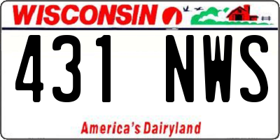 WI license plate 431NWS