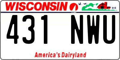 WI license plate 431NWU