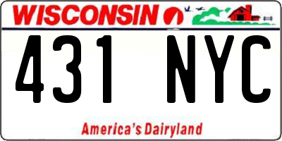 WI license plate 431NYC