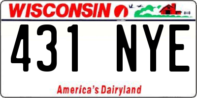 WI license plate 431NYE