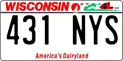 WI license plate 431NYS