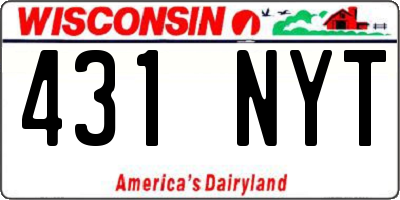 WI license plate 431NYT