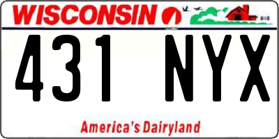WI license plate 431NYX