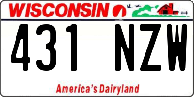 WI license plate 431NZW