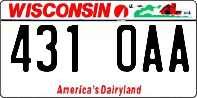 WI license plate 431OAA