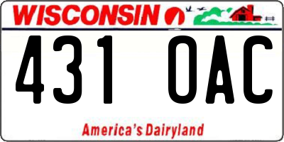 WI license plate 431OAC